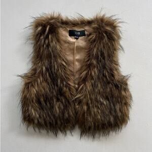 Vtg Y2K Brown Faux Fur Fuzzy Cropped Vest / XXI Sz S/P / Indie Sleaze Grunge